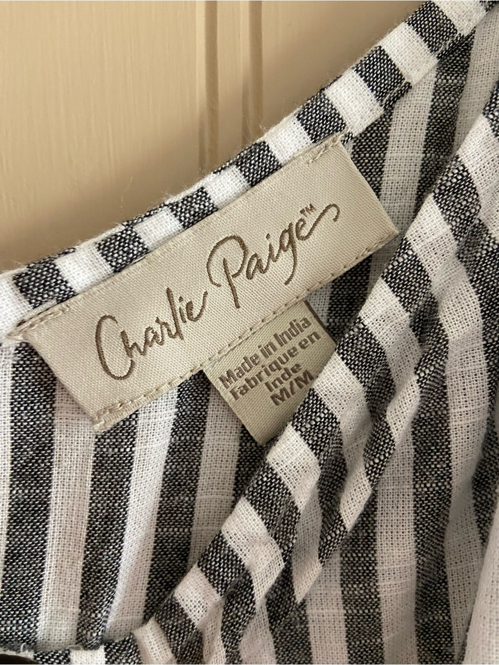 Charlie Paige 100% Cotton Black & White Striped Tiered Maxi Dress Women’s Med - Picture 4 of 9
